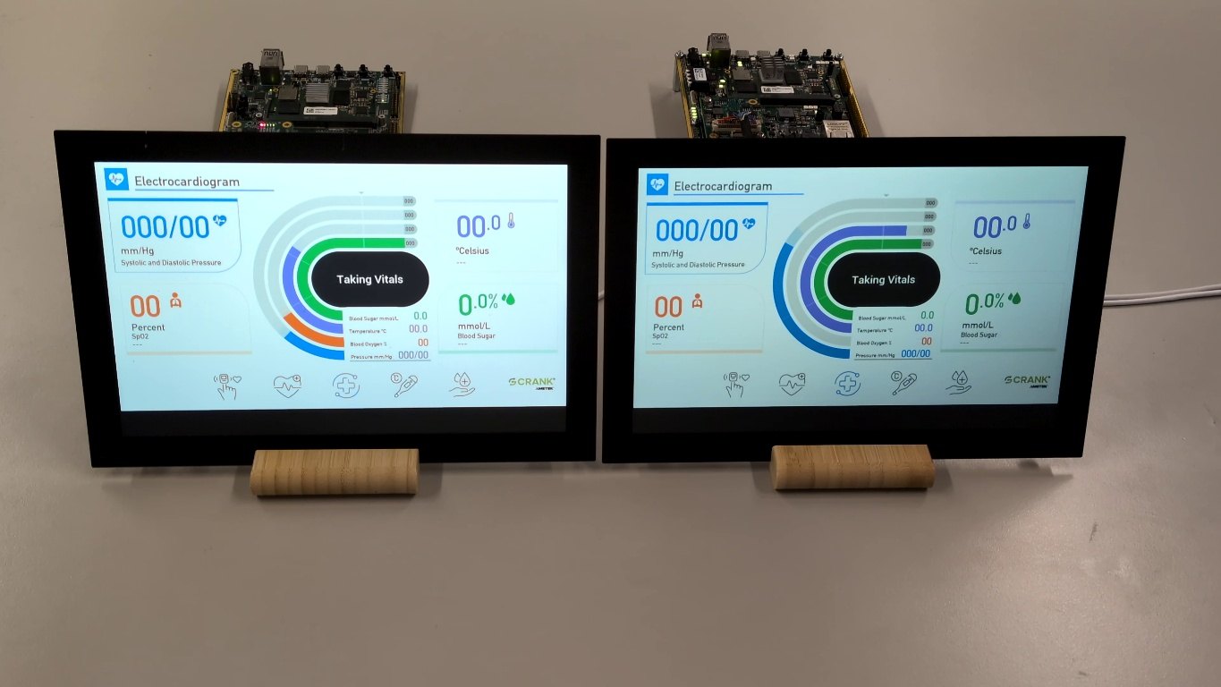 Both Toradex systems show the final application after Linux and the application are ready